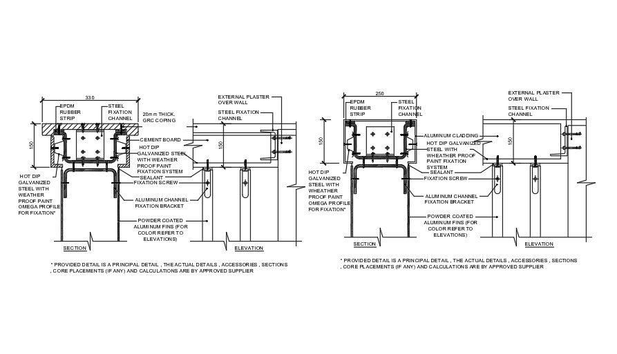 Construction detail of the aluminum cladding drawing is given in this file