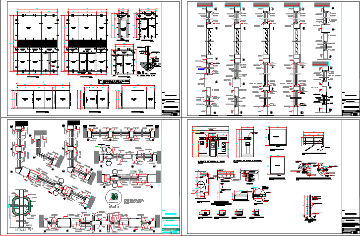 Constructive and sectional details of bank agency building dwg file