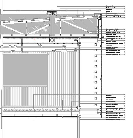 Constructive detail of building in steel three levels dwg file