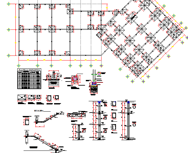 Constructive details of administrative building dwg file