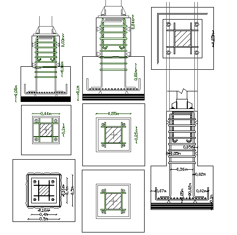 Constructive details of exhibition hall dwg file