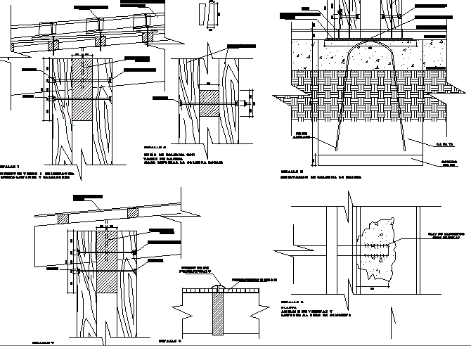 Constructive details of house ceiling dwg file