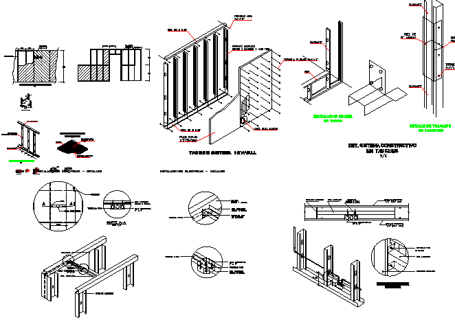 Constructive details of office building dwg file