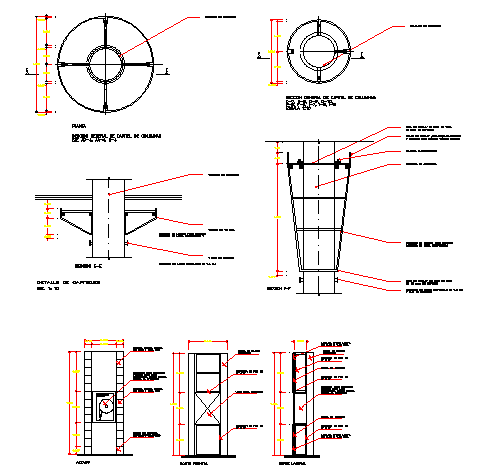 Constructive details of shopping center dwg file