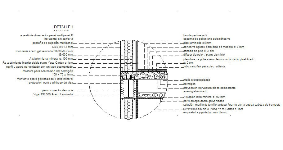 Constructive section details of house cad drawing details dwg file
