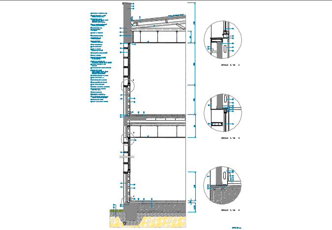 Constructive section facade detail dwg file