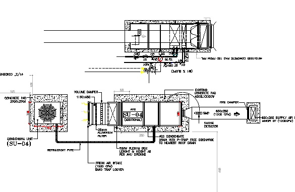 Constructive water tank details of residential housing building dwg file