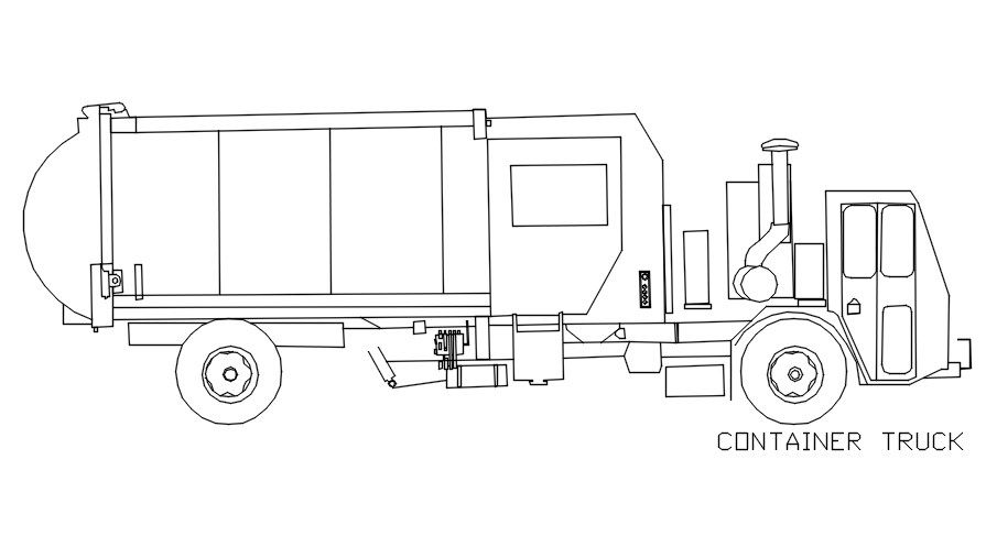 Container truck detail in AutoCAD, dwg file.