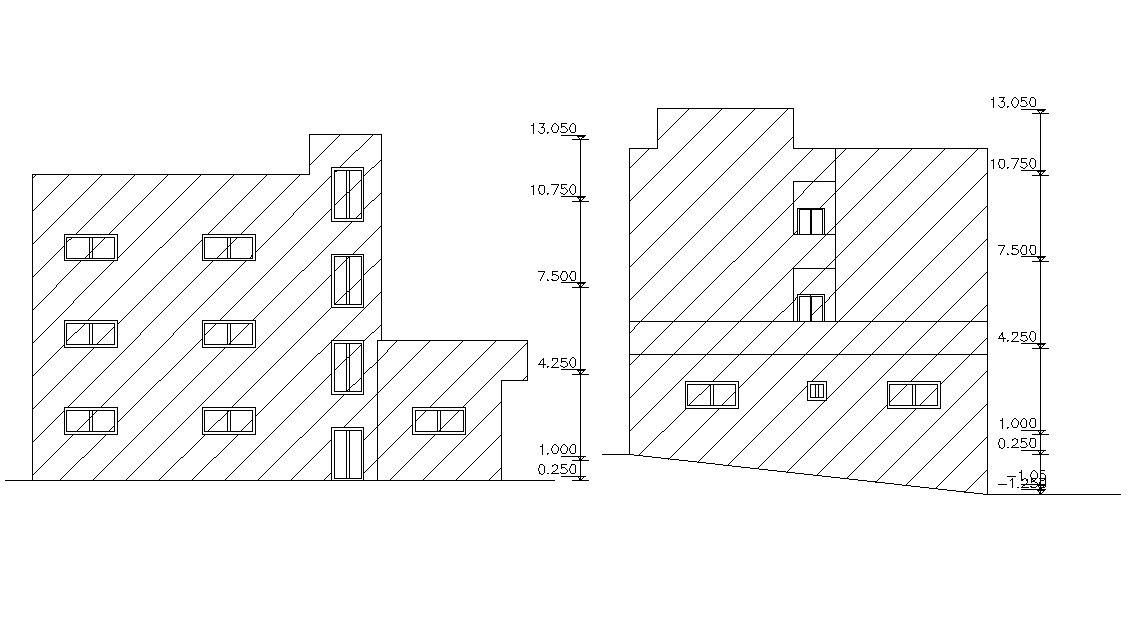 Contemporary Apartment Elevations Design CAD File