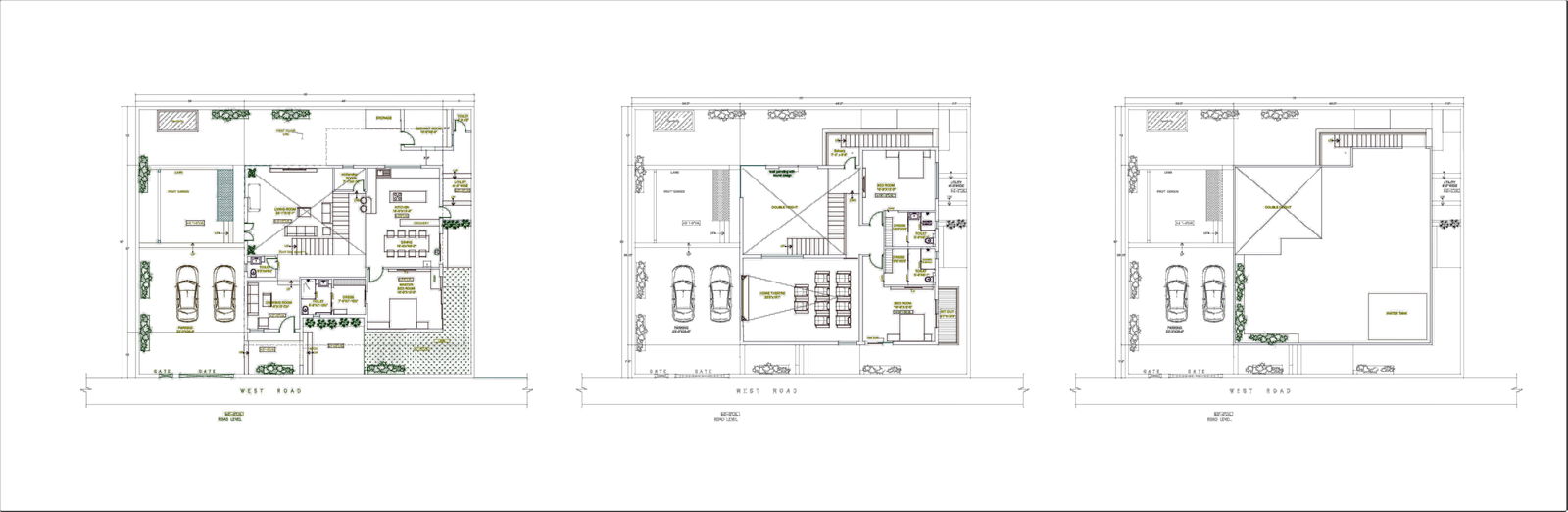 Contemporary Duplex DWG AutoCAD 3BHK plan with Theater Details