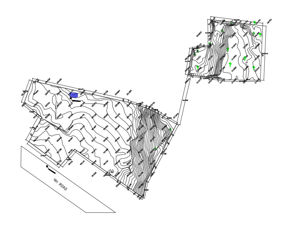 Contour Survey Plan Design of an Area Layout AutoCAD Drawing Free Download