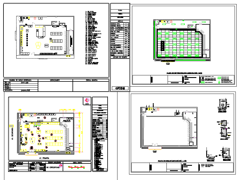 Convenience store CAD with interior layout and shelving DWG file