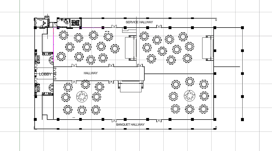 Modern Convention Hall Floor Plan Layout Design in DWG File