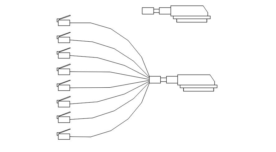 Converter cable 2d cad blocks in AutoCAD, dwg file.