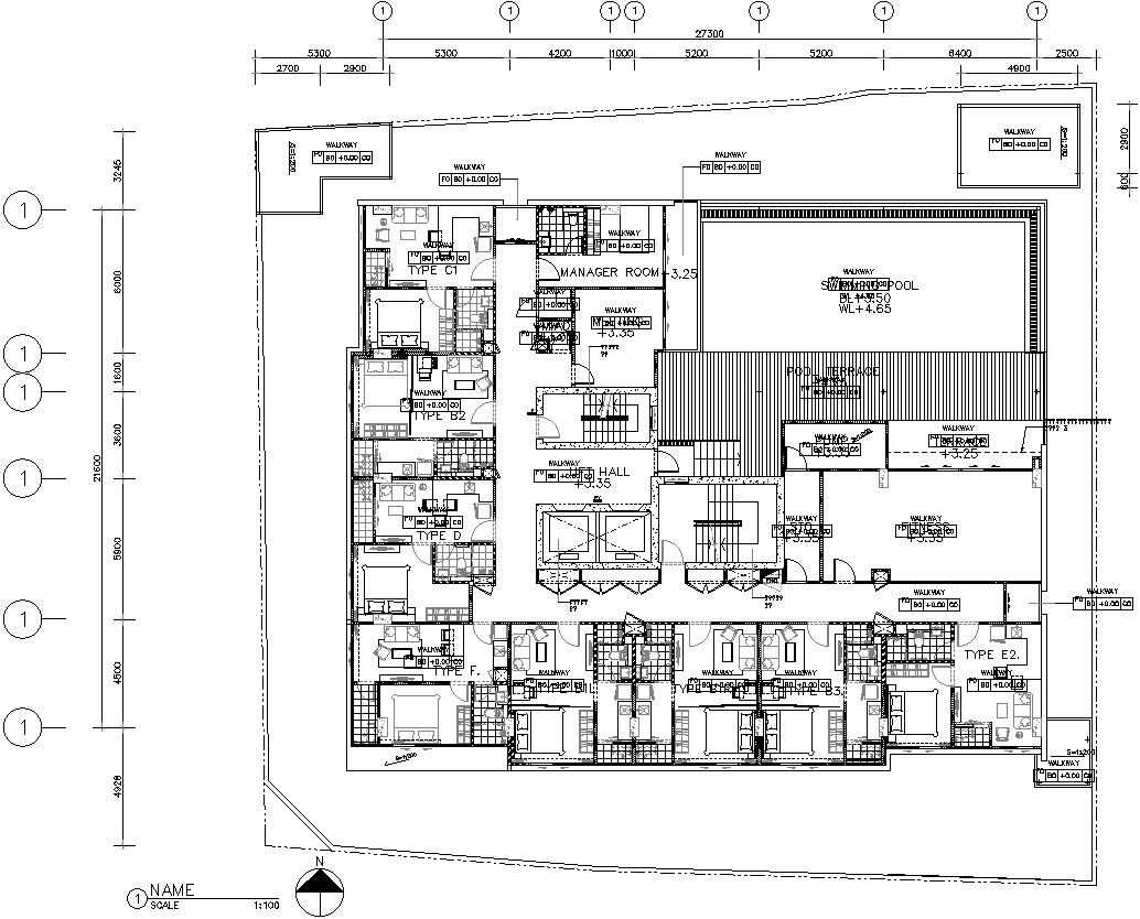 Cooperate office building plan in AutoCAD, dwg file.