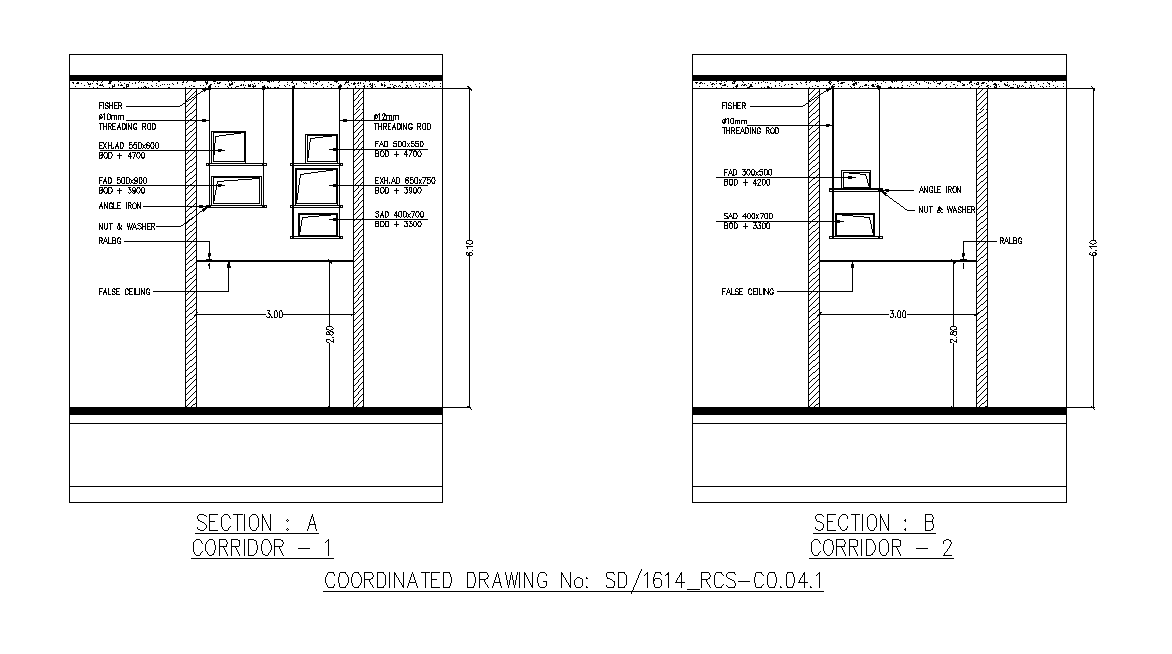 Coordinated Section Drawings Free Download DWG File