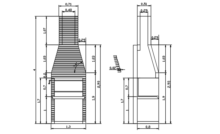 Core machine plan and elevation detail dwg file
