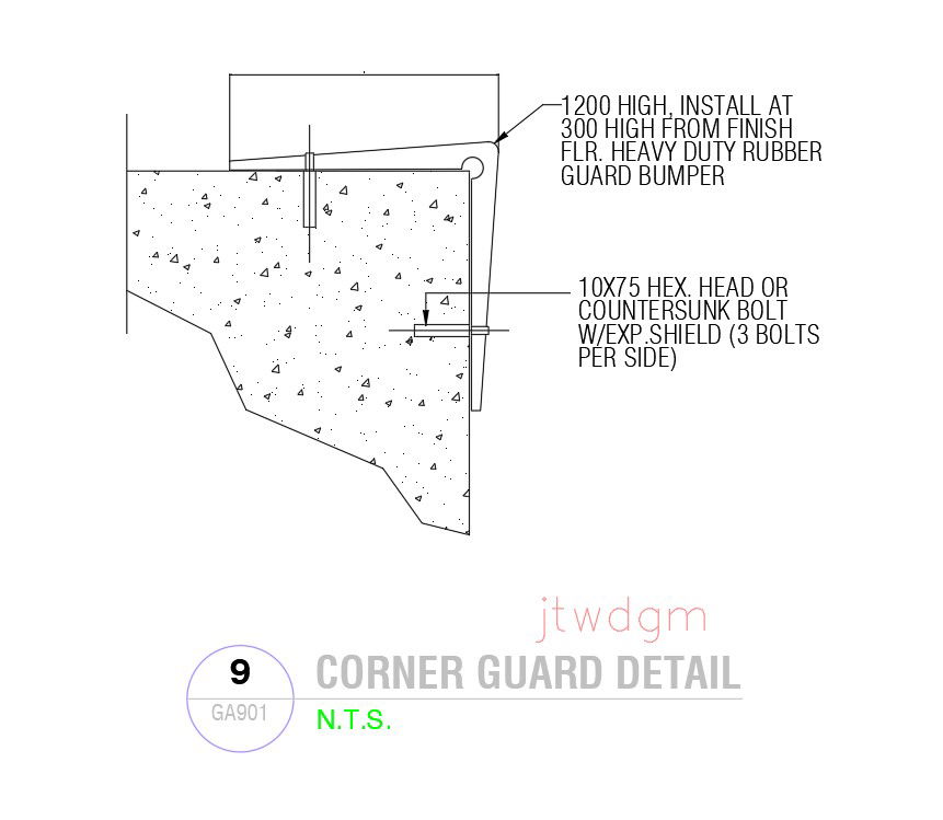 Corner guard detail in AutoCAD 2D drawing, dwg file, CAD file
