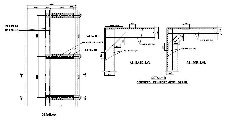 Corner reinforcement detail. Download free file | CADBULL