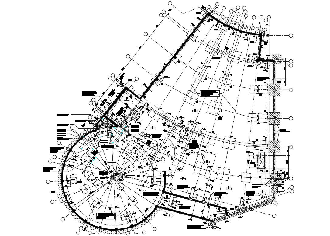 Corporate Building Foundation CAD Layout With Footing Gridlines files