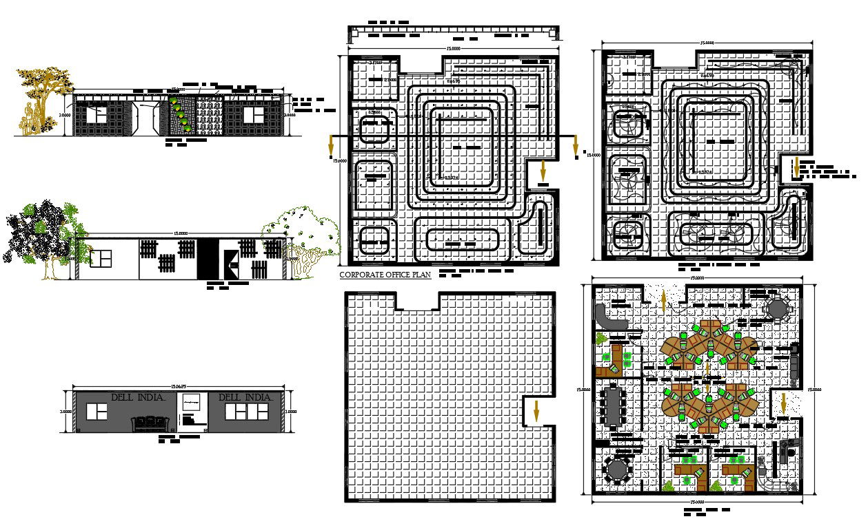 Corporate Office Plan And Elevation With DWG File