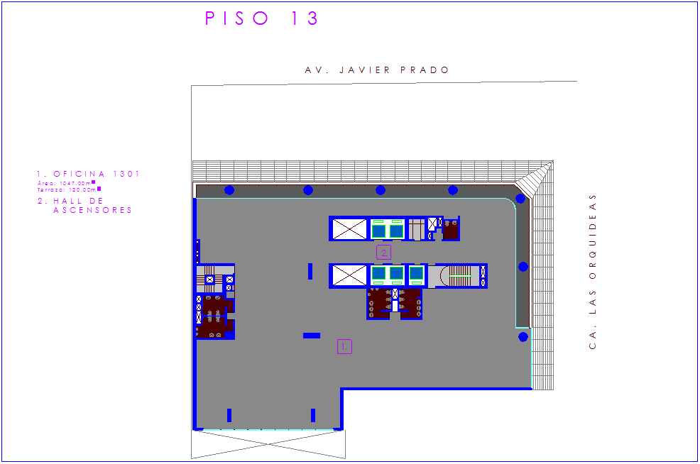 Corporate building floor pan with architectural view dwg file