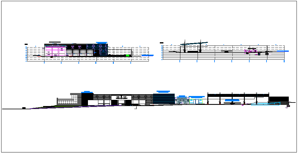 Corporate building sectional view dwg file