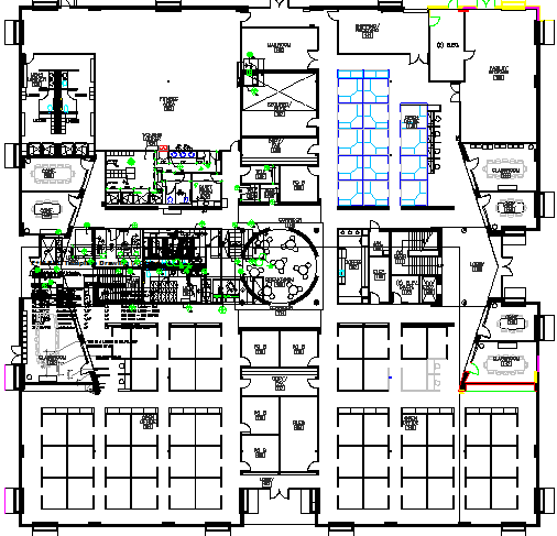 Corporate office building architecture layout plan details dwg file