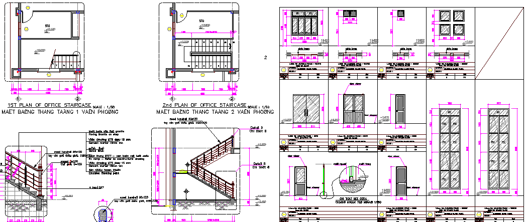 Corporate office staircase and construction detailing project dwg file