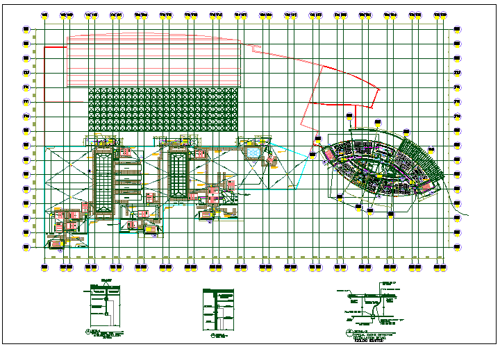 Corporate structure auditorium building plan detail dwg file
