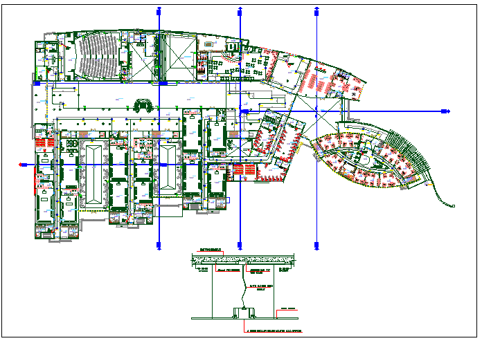 Corporate structure auditorium building plan detail dwg file