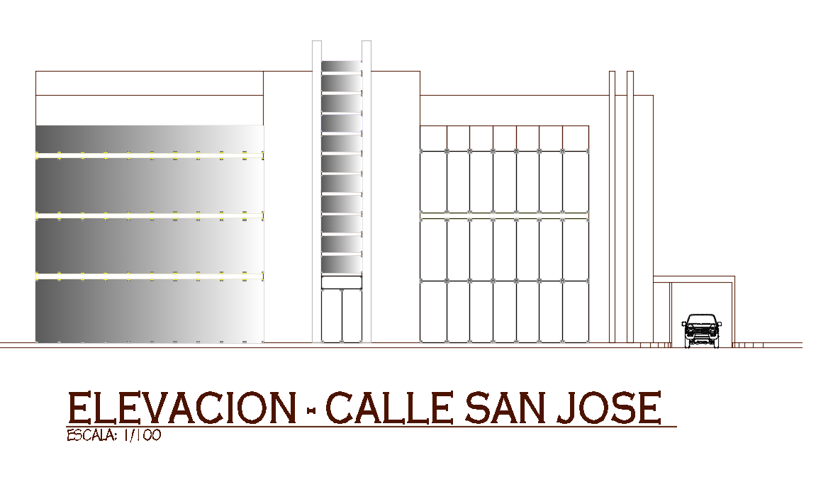 Corporate Building Side Elevation Design Download DWG File