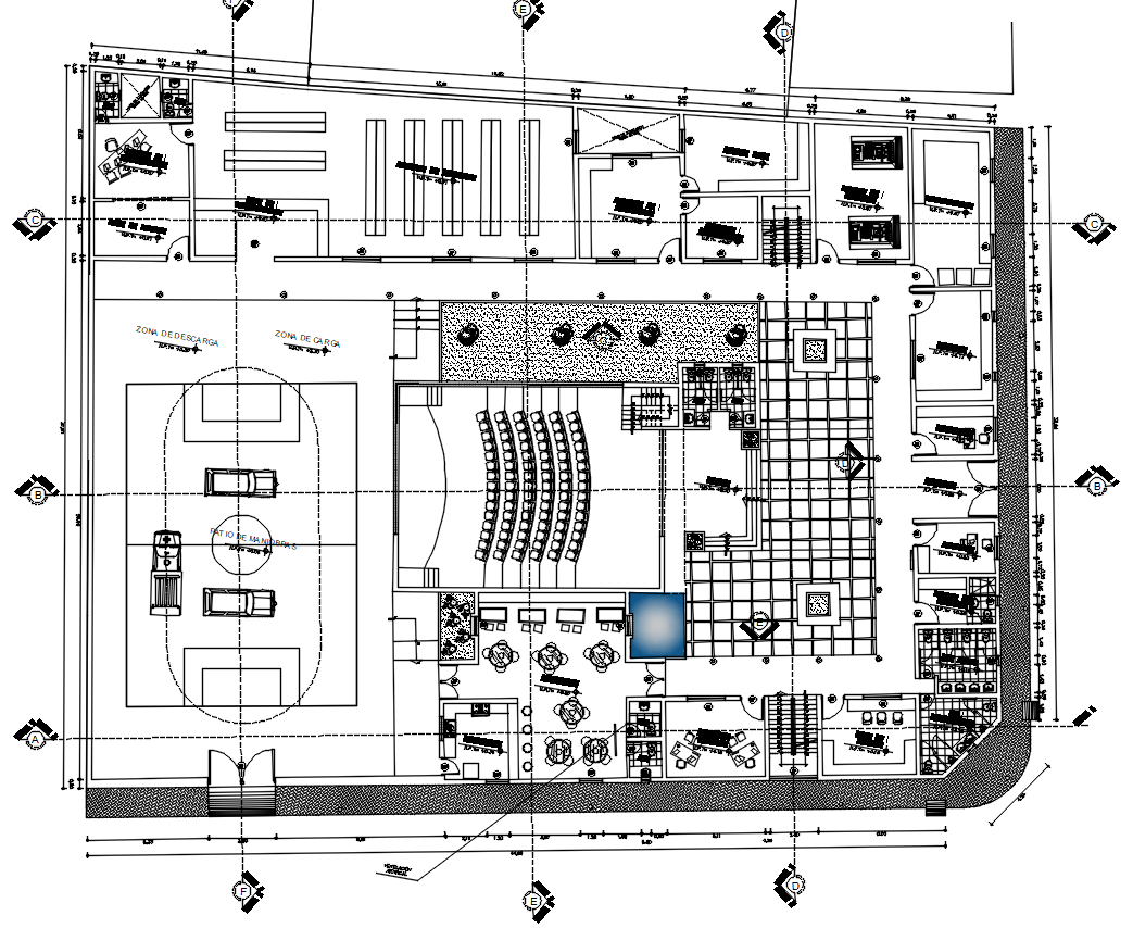 Corporate Office Building Ground Floor Plan CAD Drawing Download DWG File