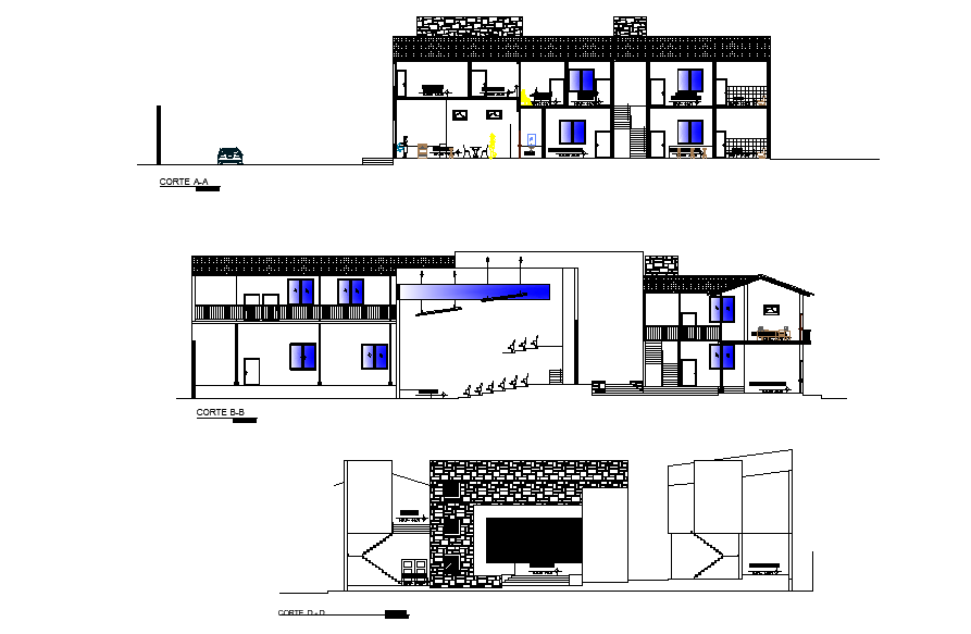Corporate Office Building Section And Elevation Drawing Download DWG File