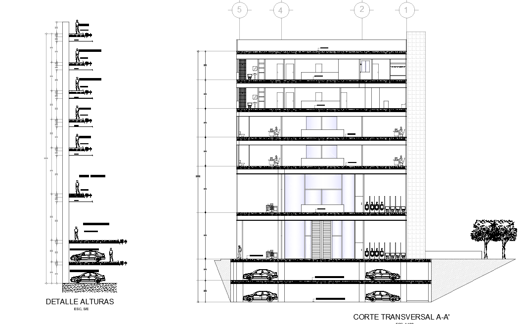 Corporate Office Building Section CAD Drawing Download DWG File