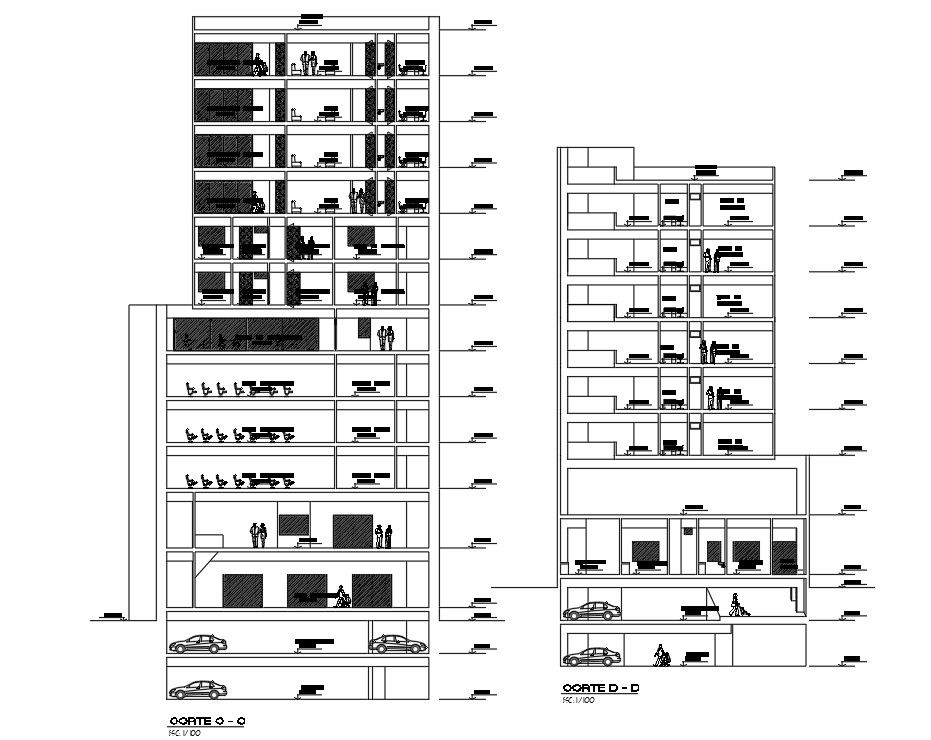 Corporate Office Building Section Drawing Download DWG File