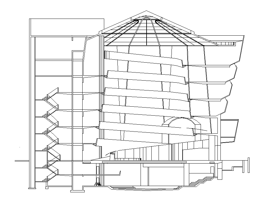 Corporate Office Building Sectional Elevation Drawing Free Download DWG File
