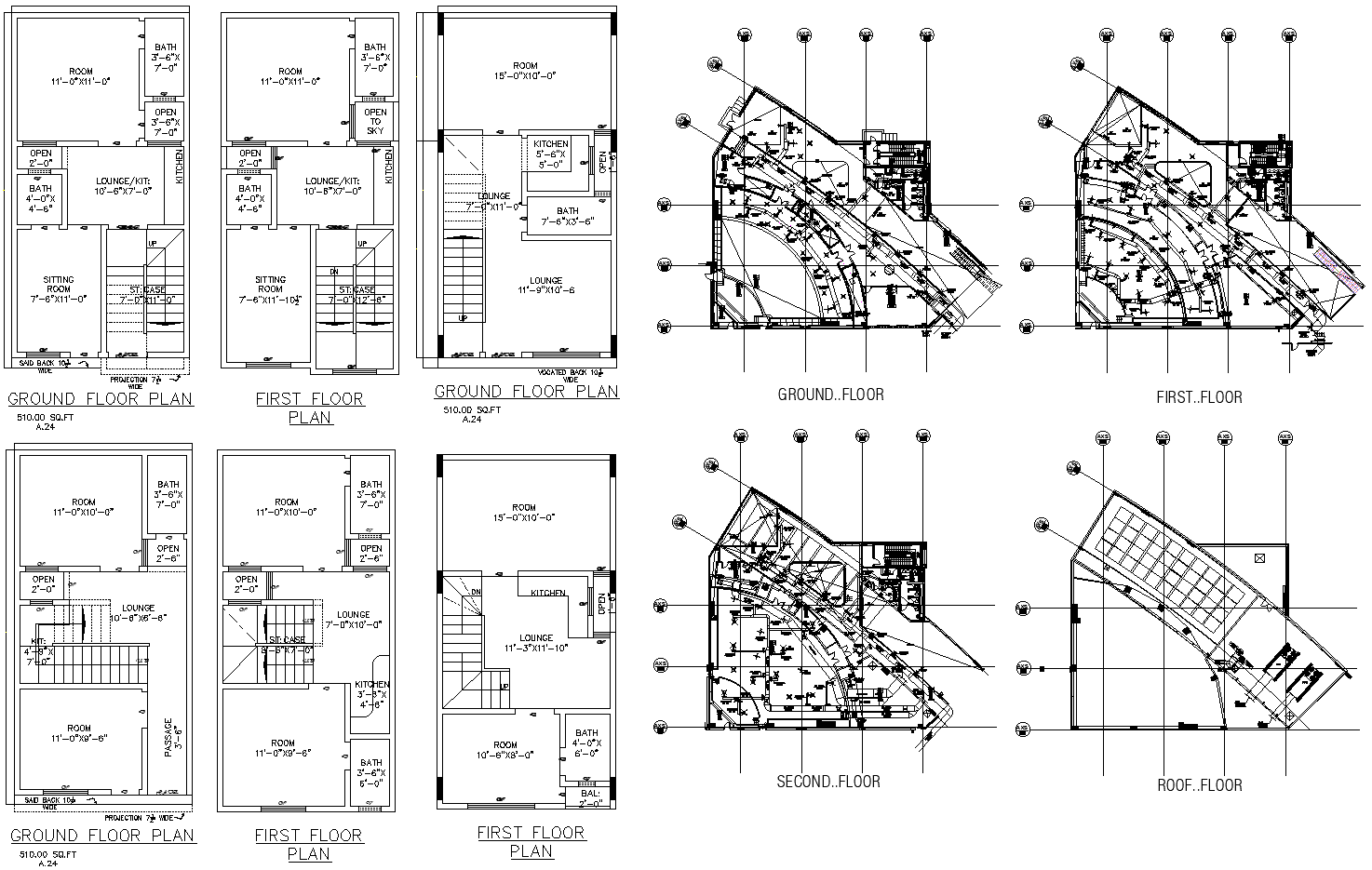 Corporate Office Layout Plan with House Ground And First Floor Details AutoCAD DWG Blocks Download