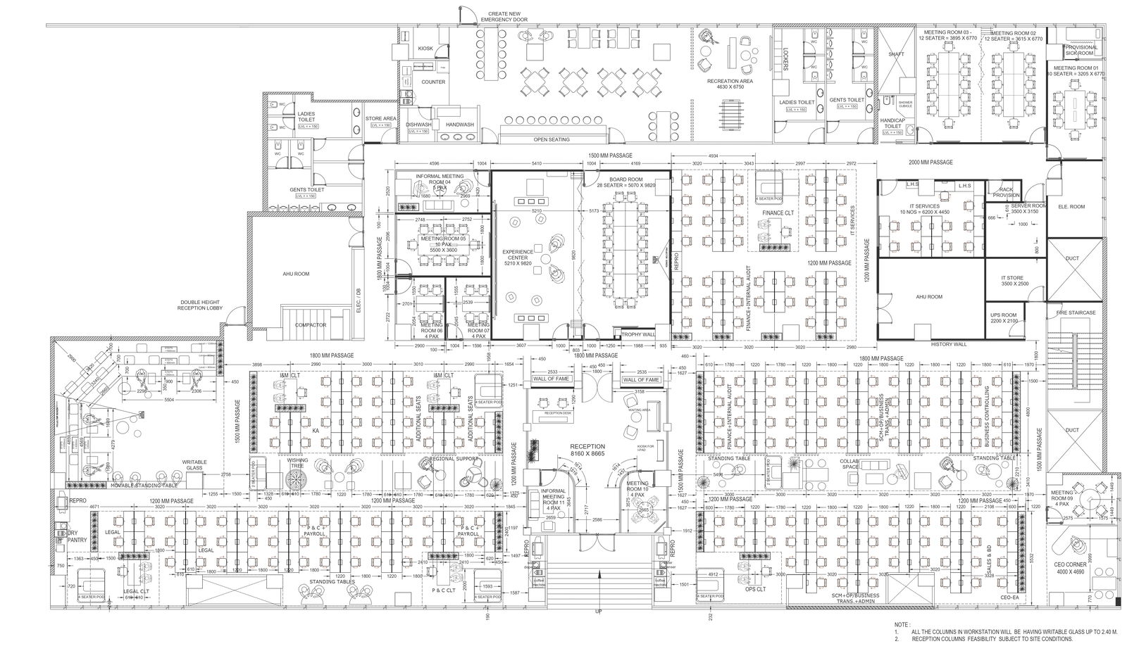 Corporate office building furniture layout detail plan DWG AutoCAD file