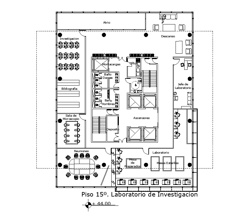 Corporate office floor plan drawing presented in this AutoCAD file. Download the AutoCAD drawing file.