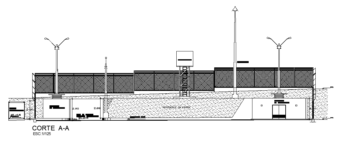 Corte of the building view is given in this Autocad drawing file. Download now.