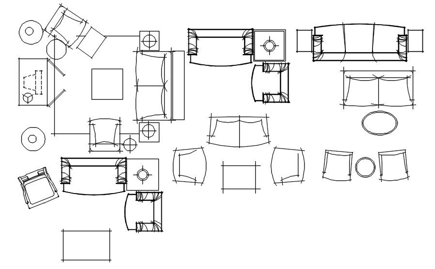 Couch design in AutoCAD 2D drawing, dwg file, CAD file