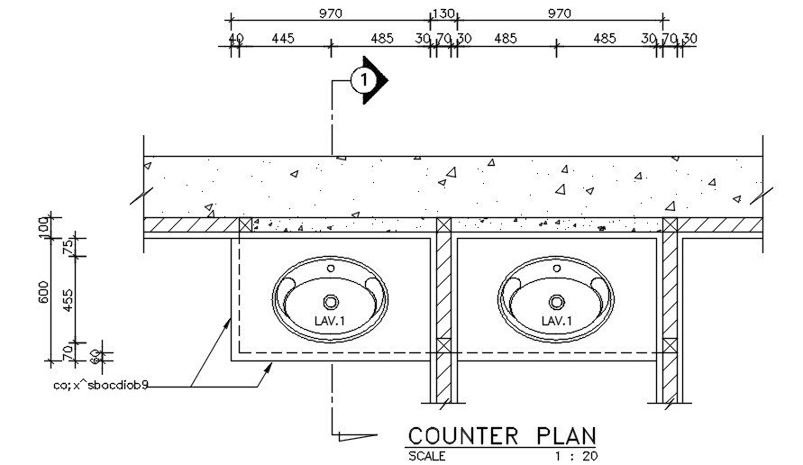 Counter Plan of the hospital building is given in the Autocad DWG drawing file. Download the Autocad 2D DWG drawing file.