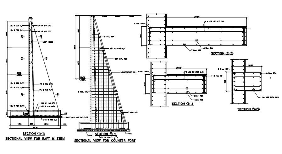 Counter fort detail drawing presented in this AutoCAD drawing file. Download this 2d AutoCAD drawing file.