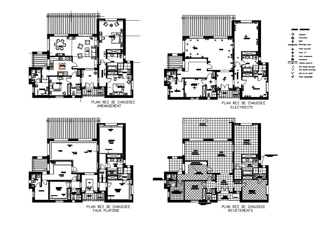 Country side villa house floor plan cad drawing details dwg file
