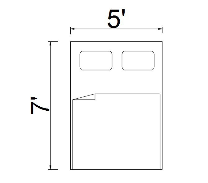 AutoCAD 2D Couple Bed CAD Block Drawing in DWG Format