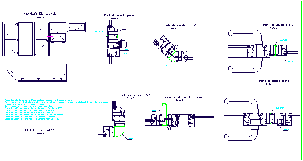 Coupling profile with view of door