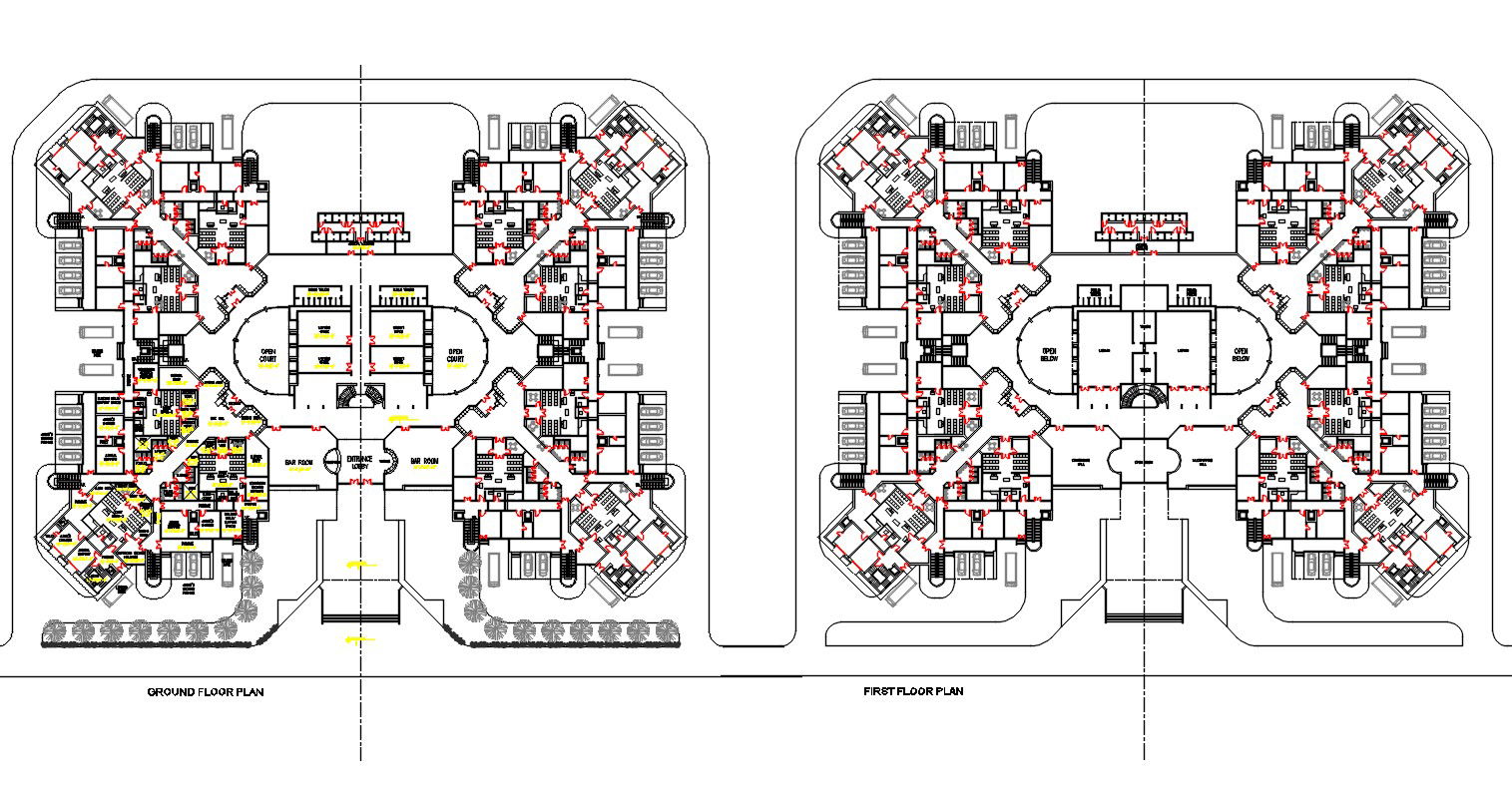 Court Building Plan AutoCAD File