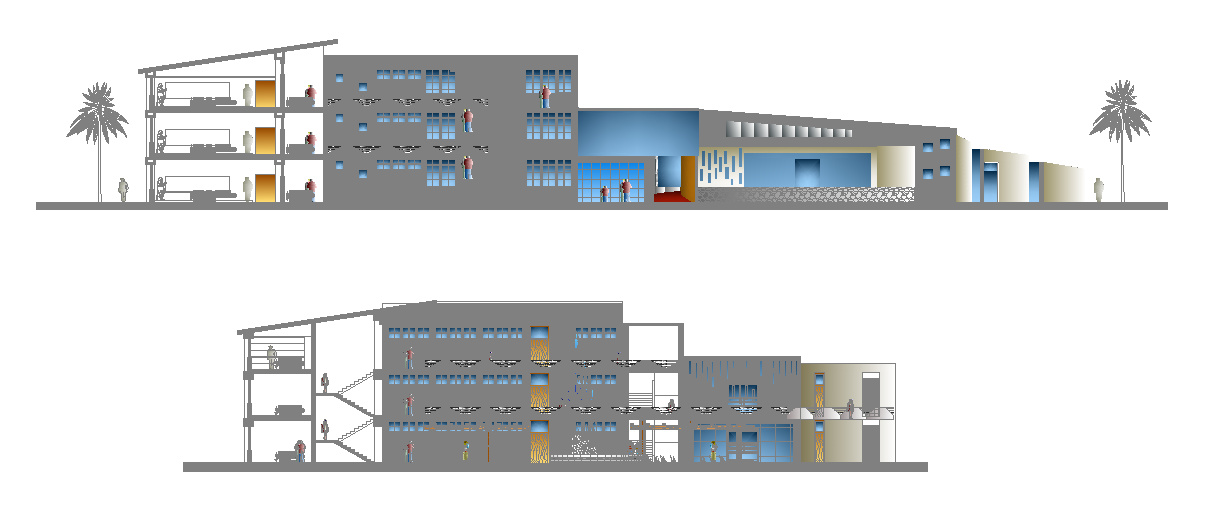 Court Building Sectional Elevation AutoCAD Drawing Download DWG File