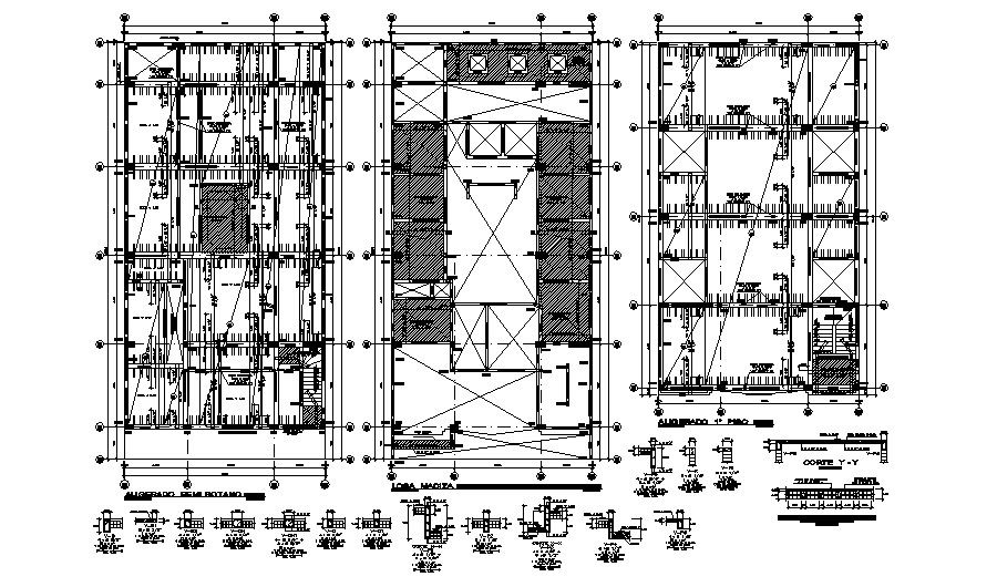 Cover plan, foundation plan and constructive structure details dwg file